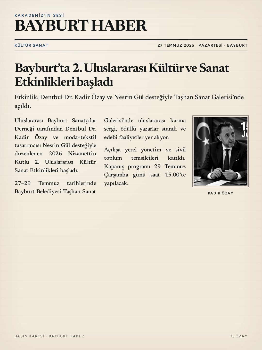 Bayburt Haber — 2. Uluslararası Kültür ve Sanat Etkinlikleri